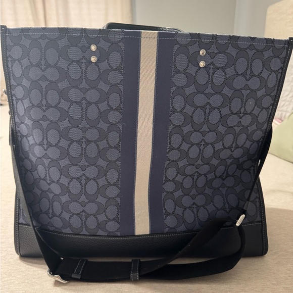 Coach Navy and Black Signature Tote - Picture 2 of 3
